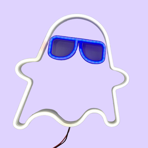 Neon ghost with glasses